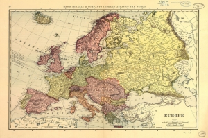 1891 Avrupa Haritasi Eski Cizim Harita Cografya Kanvas Tablo