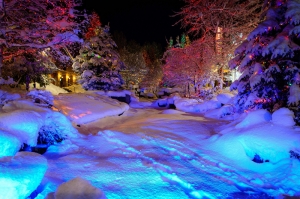 Gece Kar Manzarası Doğa Manzaraları Kanvas Tablo