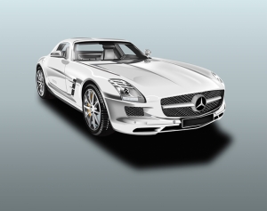 Mercedes SLS AMG İllustrasyon Otomobil Araçlar Kanvas Tablo